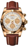 Breitling,Breitling - Chronomat 41 Rose Gold Polished Bezel - Sahara Leather Strap - Watch Brands Direct