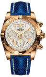 Breitling,Breitling - Chronomat 41 Rose Gold Polished Bezel - Lizard Strap - Watch Brands Direct