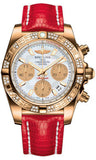 Breitling,Breitling - Chronomat 41 Rose Gold Diamond Bezel - Lizard Strap - Watch Brands Direct