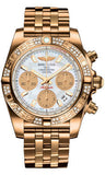 Breitling,Breitling - Chronomat 41 Rose Gold Diamond Bezel - Pilot Bracelet - Watch Brands Direct