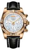 Breitling,Breitling - Chronomat 41 Rose Gold Diamond Bezel - Croco Strap - Watch Brands Direct
