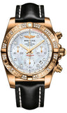 Breitling,Breitling - Chronomat 41 Rose Gold Diamond Bezel - Leather Strap - Watch Brands Direct