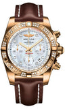 Breitling,Breitling - Chronomat 41 Rose Gold Diamond Bezel - Leather Strap - Watch Brands Direct