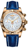 Breitling,Breitling - Chronomat 41 Rose Gold Diamond Bezel - Lizard Strap - Watch Brands Direct