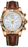Breitling,Breitling - Chronomat 41 Rose Gold Diamond Bezel - Lizard Strap - Watch Brands Direct