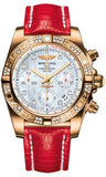 Breitling,Breitling - Chronomat 41 Rose Gold Diamond Bezel - Lizard Strap - Watch Brands Direct