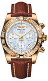 Breitling,Breitling - Chronomat 41 Rose Gold Diamond Bezel - Sahara Leather Strap - Watch Brands Direct