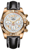 Breitling,Breitling - Chronomat 41 Rose Gold Diamond Bezel - Lizard Strap - Watch Brands Direct