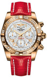 Breitling,Breitling - Chronomat 41 Rose Gold Diamond Bezel - Lizard Strap - Watch Brands Direct