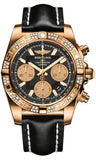 Breitling,Breitling - Chronomat 41 Rose Gold Diamond Bezel - Leather Strap - Watch Brands Direct