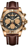 Breitling,Breitling - Chronomat 41 Rose Gold Diamond Bezel - Leather Strap - Watch Brands Direct