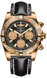 Breitling,Breitling - Chronomat 41 Rose Gold Diamond Bezel - Lizard Strap - Watch Brands Direct