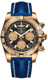 Breitling,Breitling - Chronomat 41 Rose Gold Diamond Bezel - Lizard Strap - Watch Brands Direct