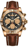 Breitling,Breitling - Chronomat 41 Rose Gold Diamond Bezel - Lizard Strap - Watch Brands Direct