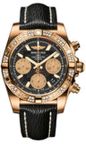 Breitling,Breitling - Chronomat 41 Rose Gold Diamond Bezel - Sahara Leather Strap - Watch Brands Direct