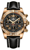 Breitling,Breitling - Chronomat 41 Rose Gold Diamond Bezel - Leather Strap - Watch Brands Direct