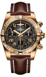 Breitling,Breitling - Chronomat 41 Rose Gold Diamond Bezel - Leather Strap - Watch Brands Direct