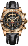 Breitling,Breitling - Chronomat 41 Rose Gold Diamond Bezel - Lizard Strap - Watch Brands Direct