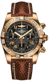 Breitling,Breitling - Chronomat 41 Rose Gold Diamond Bezel - Lizard Strap - Watch Brands Direct