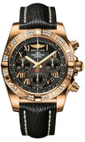 Breitling,Breitling - Chronomat 41 Rose Gold Diamond Bezel - Sahara Leather Strap - Watch Brands Direct