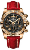 Breitling,Breitling - Chronomat 41 Rose Gold Diamond Bezel - Sahara Leather Strap - Watch Brands Direct