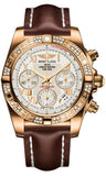 Breitling,Breitling - Chronomat 41 Rose Gold Diamond Bezel - Leather Strap - Watch Brands Direct