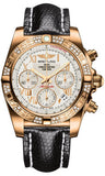 Breitling,Breitling - Chronomat 41 Rose Gold Diamond Bezel - Lizard Strap - Watch Brands Direct