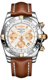 Breitling,Breitling - Chronomat 44 Two-Tone Polished Bezel - Leather Strap - Watch Brands Direct