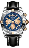 Breitling,Breitling - Chronomat 44 Two-Tone Polished Bezel - Leather Strap - Watch Brands Direct