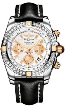 Breitling,Breitling - Chronomat 44 Two-Tone 40 Diamond Bezel - Leather Strap - Watch Brands Direct