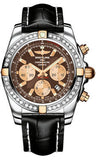 Breitling,Breitling - Chronomat 44 Two-Tone 40 Diamond Bezel - Croco Strap - Watch Brands Direct