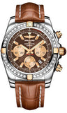 Breitling,Breitling - Chronomat 44 Two-Tone 40 Diamond Bezel - Croco Strap - Watch Brands Direct