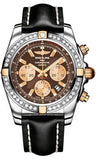 Breitling,Breitling - Chronomat 44 Two-Tone 40 Diamond Bezel - Leather Strap - Watch Brands Direct