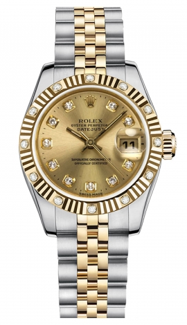 Datejust Lady 26 - Steel and Yellow Gold - 12 Diamond Bezel