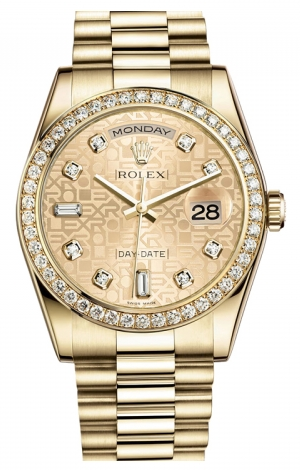 Rolex Day Date President Yellow Gold 52 Diamond Bezel