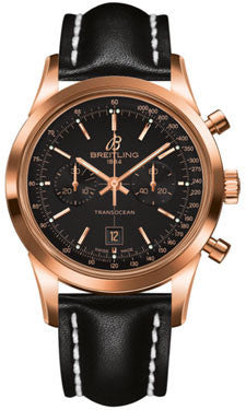 Breitling,Breitling - Transocean Chronograph 38 Red Gold - Leather Strap - Watch Brands Direct