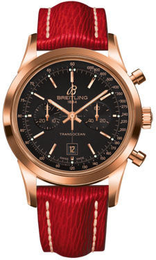 Breitling Transocean Chronograph 38 Red Gold Sahara Strap Tang Watch Brands Direct Luxury Watches at the Largest Discounts