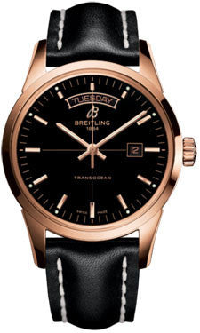 Breitling,Breitling - Transocean Day and Date Red Gold - Leather Strap - Watch Brands Direct