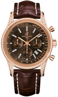 Breitling,Breitling - Transocean Chronograph Red Gold - Diamond Case - Croco Strap - Watch Brands Direct