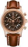 Breitling,Breitling - Transocean Chronograph Red Gold - Diamond Case - Leather Strap - Watch Brands Direct