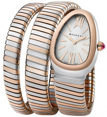 Bulgari,Bulgari - Serpenti Tubogas 35mm - Stainless Steel and Rose Gold - Two Twirl Bracelet - Watch Brands Direct