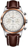 Breitling,Breitling - Transocean Chronograph 38 Steel And Gold - Leather Strap - Watch Brands Direct