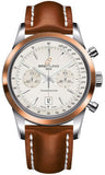 Breitling,Breitling - Transocean Chronograph 38 Steel And Gold - Leather Strap - Watch Brands Direct