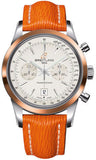 Breitling,Breitling - Transocean Chronograph 38 Steel And Gold - Sahara Strap - Tang - Watch Brands Direct