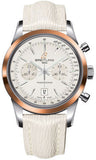 Breitling,Breitling - Transocean Chronograph 38 Steel And Gold - Sahara Strap - Tang - Watch Brands Direct