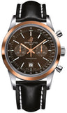 Breitling,Breitling - Transocean Chronograph 38 Steel And Gold - Leather Strap - Watch Brands Direct