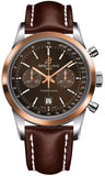 Breitling,Breitling - Transocean Chronograph 38 Steel And Gold - Leather Strap - Watch Brands Direct