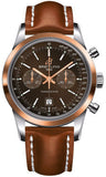 Breitling,Breitling - Transocean Chronograph 38 Steel And Gold - Leather Strap - Watch Brands Direct