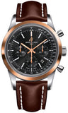 Breitling,Breitling - Transocean Chronograph Steel and Gold - Leather Strap - Watch Brands Direct
