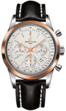 Breitling,Breitling - Transocean Chronograph Steel and Gold - Leather Strap - Watch Brands Direct